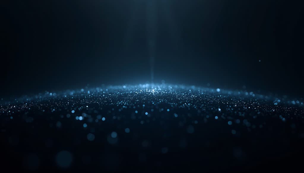 Cinematic dark navy particle horizon